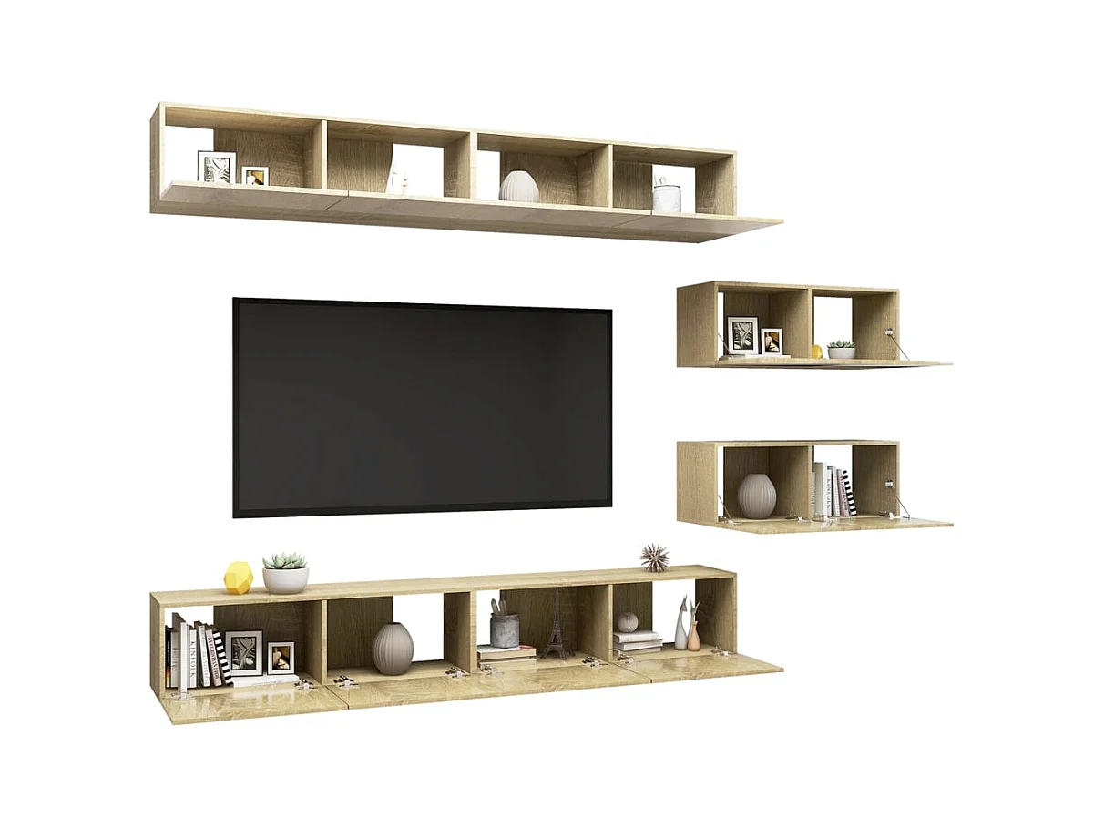 Clara  Juego de muebles de salón 6 piezas roble Sonoma