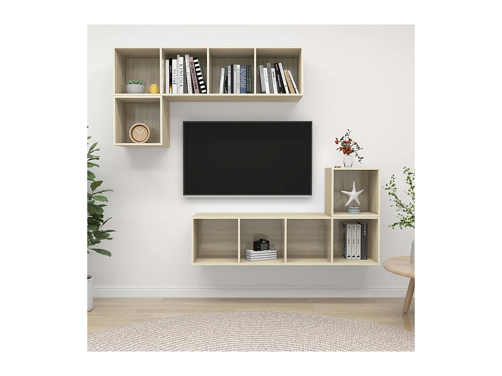 Fronja  Ensemble de meubles TV 4 pcs Chêne sonoma Bois d'ingénierie