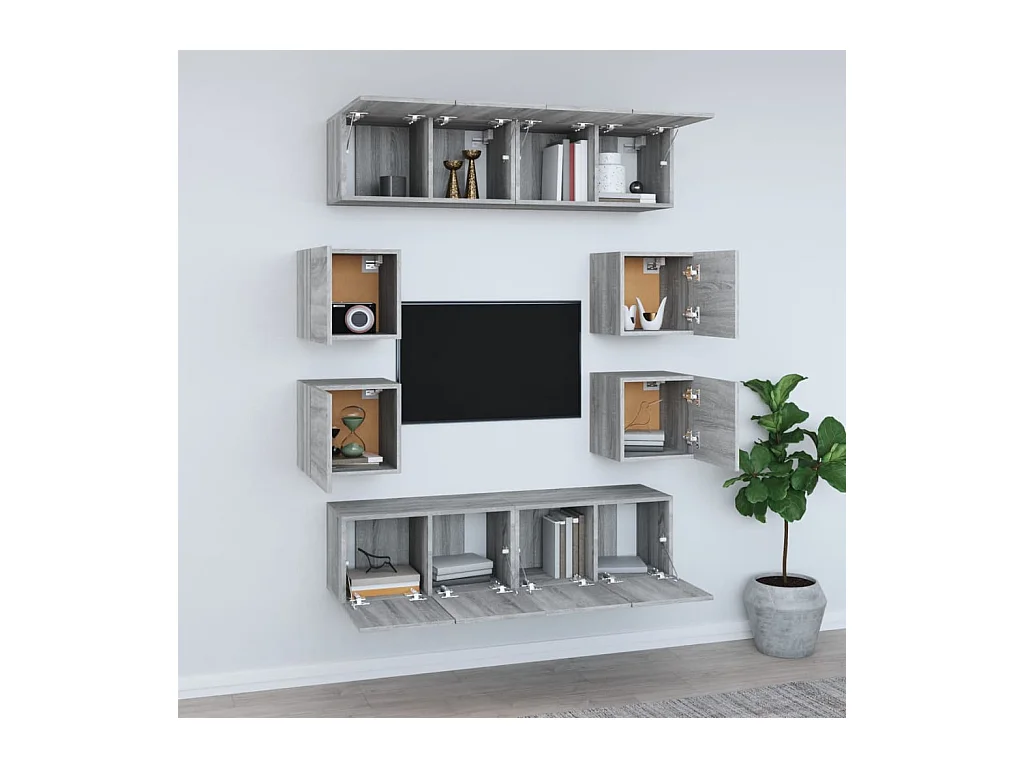 Clondalkin  Ensemble de meubles TV 8 pcs Sonoma gris Bois d'ingénierie