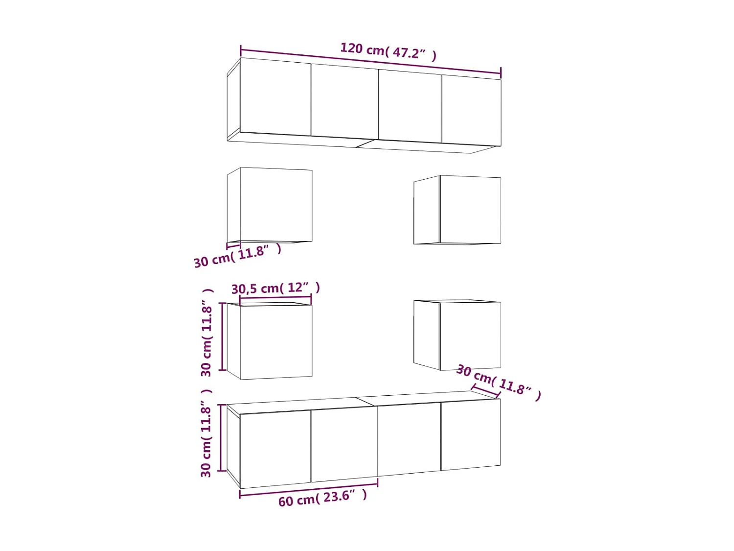 Clondalkin  Ensemble de meubles TV 8 pcs Sonoma gris Bois d'ingénierie