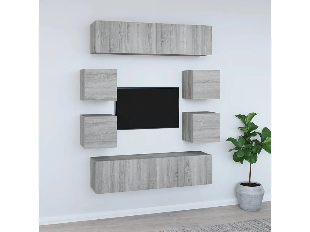 Clondalkin  Ensemble de meubles TV 8 pcs Sonoma gris Bois d'ingénierie
