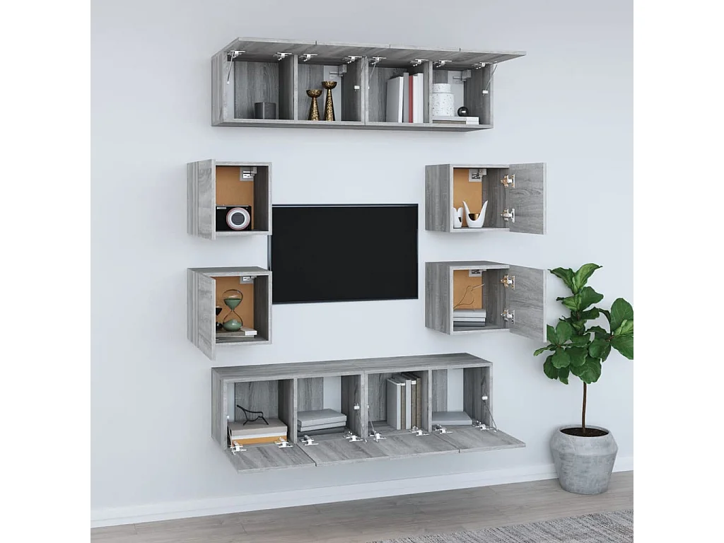 Clondalkin  Ensemble de meubles TV 8 pcs Sonoma gris Bois d'ingénierie