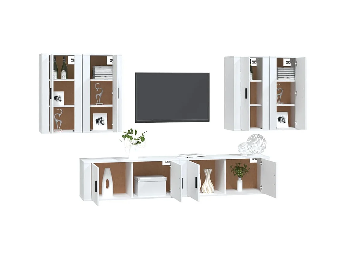 Fryldis  Ensemble de meubles TV 6 pcs Blanc Bois d'ingénierie
