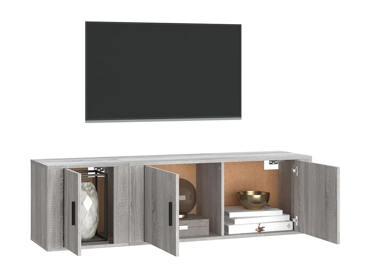 Pallir  Ensemble de meubles TV 2 pcs Sonoma gris Bois d'ingénierie