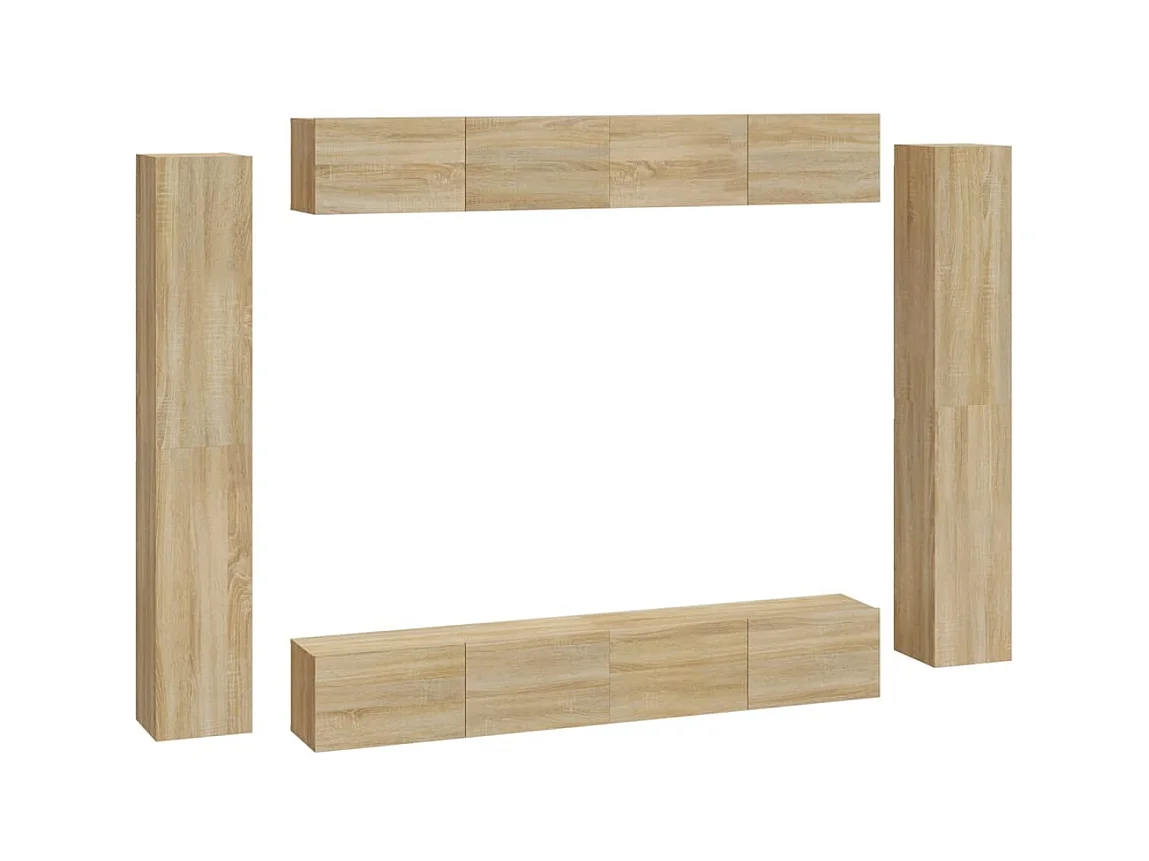 Varde  Ensemble de meubles TV 8 pcs Chêne sonoma Bois d'ingénierie