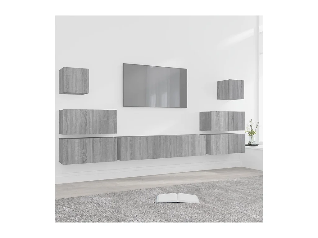 Vinton  Ensemble de meubles TV 8 pcs Sonoma gris Bois d'ingénierie