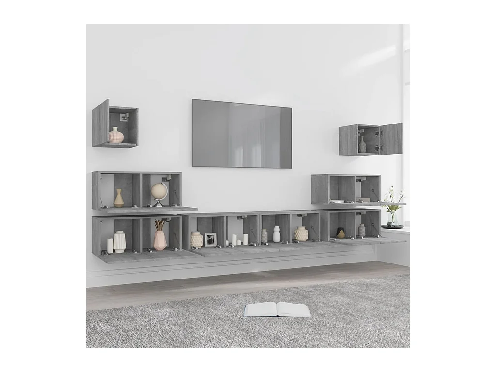Vinton  Ensemble de meubles TV 8 pcs Sonoma gris Bois d'ingénierie