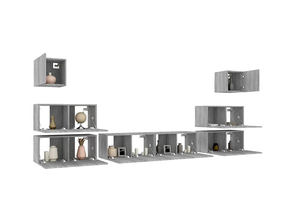 Vinton  Ensemble de meubles TV 8 pcs Sonoma gris Bois d'ingénierie