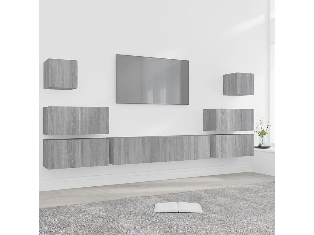 Vinton  Set de muebles para TV 8 pzas madera contrachapada gris Sonoma