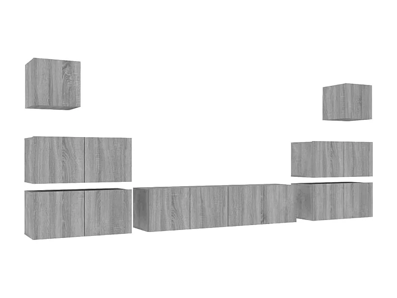 Vinton  Set de muebles para TV 8 pzas madera contrachapada gris Sonoma