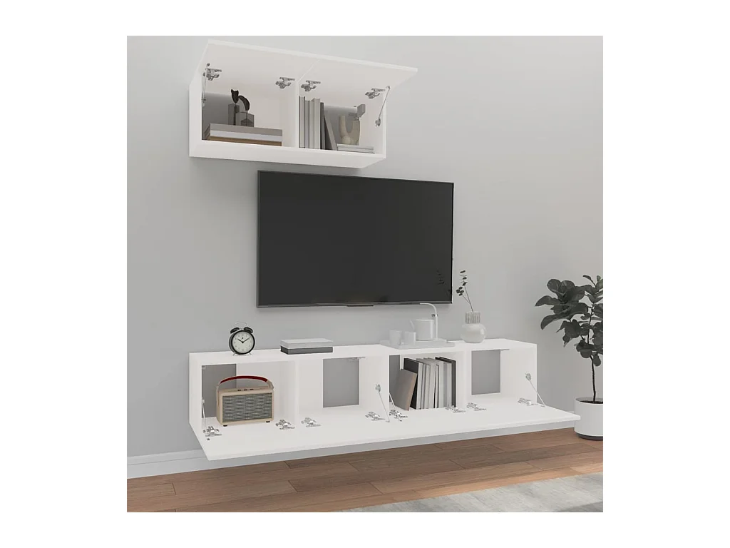 Batesburg-Leesville  Ensemble de meubles TV 3 pcs Blanc Bois d'ingénierie