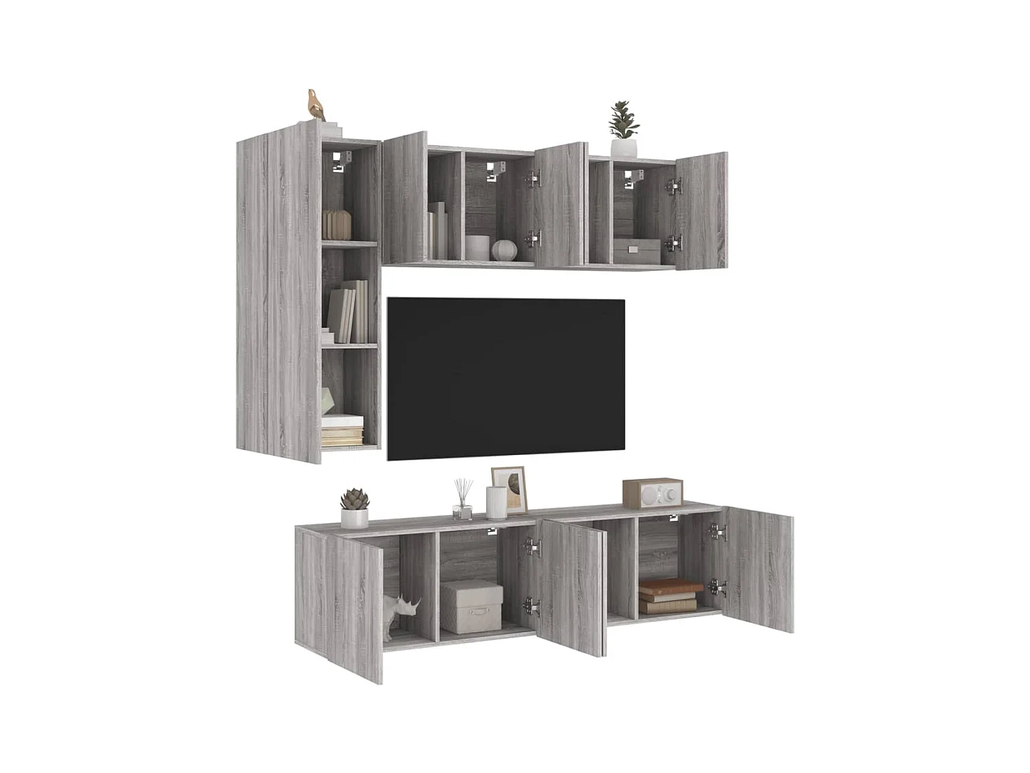 Xalindra  Unités murales TV 5 pcs sonoma gris bois d'ingénierie