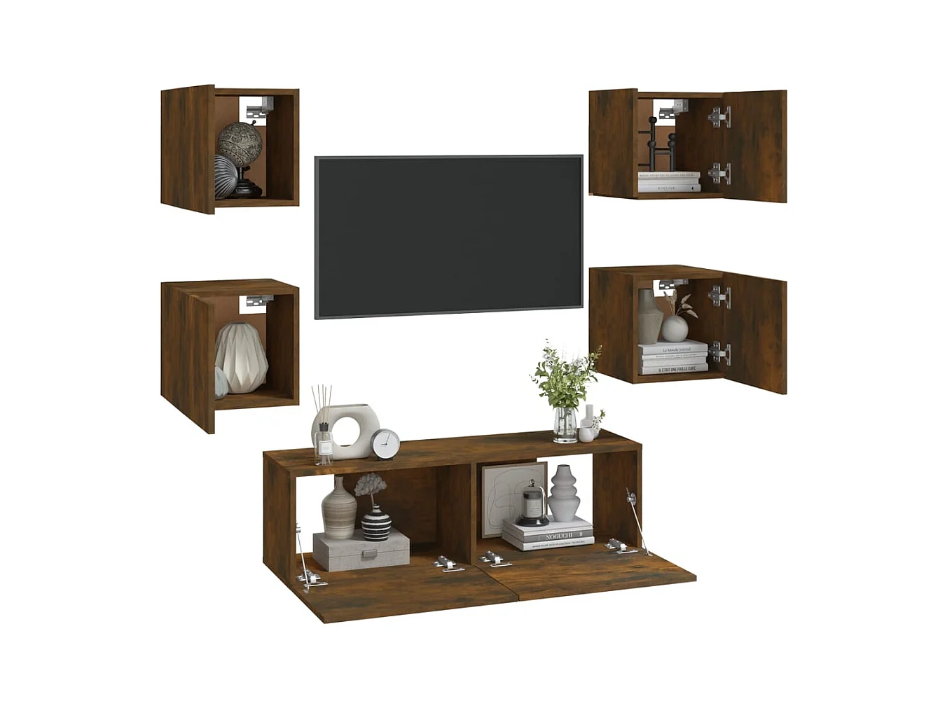 Zaira Fernanda  Ensemble de meubles TV muraux Chêne fumé Bois d'ingénierie