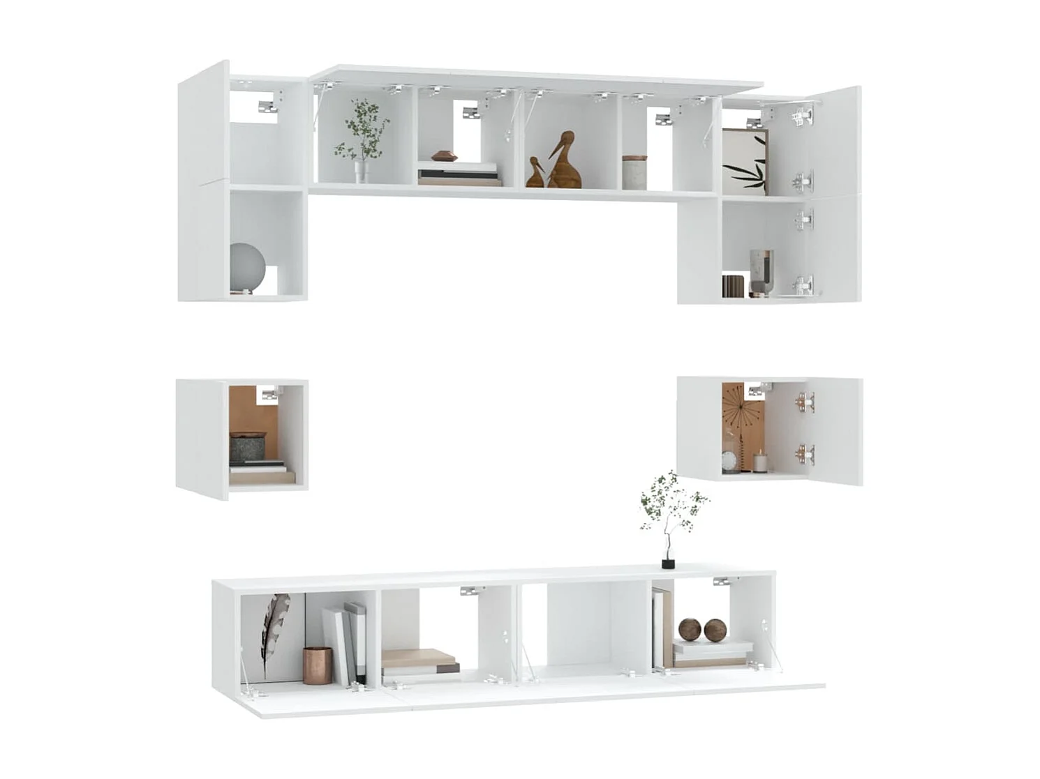 Doolin  Set de muebles para TV 8 piezas madera contrachapada blanco