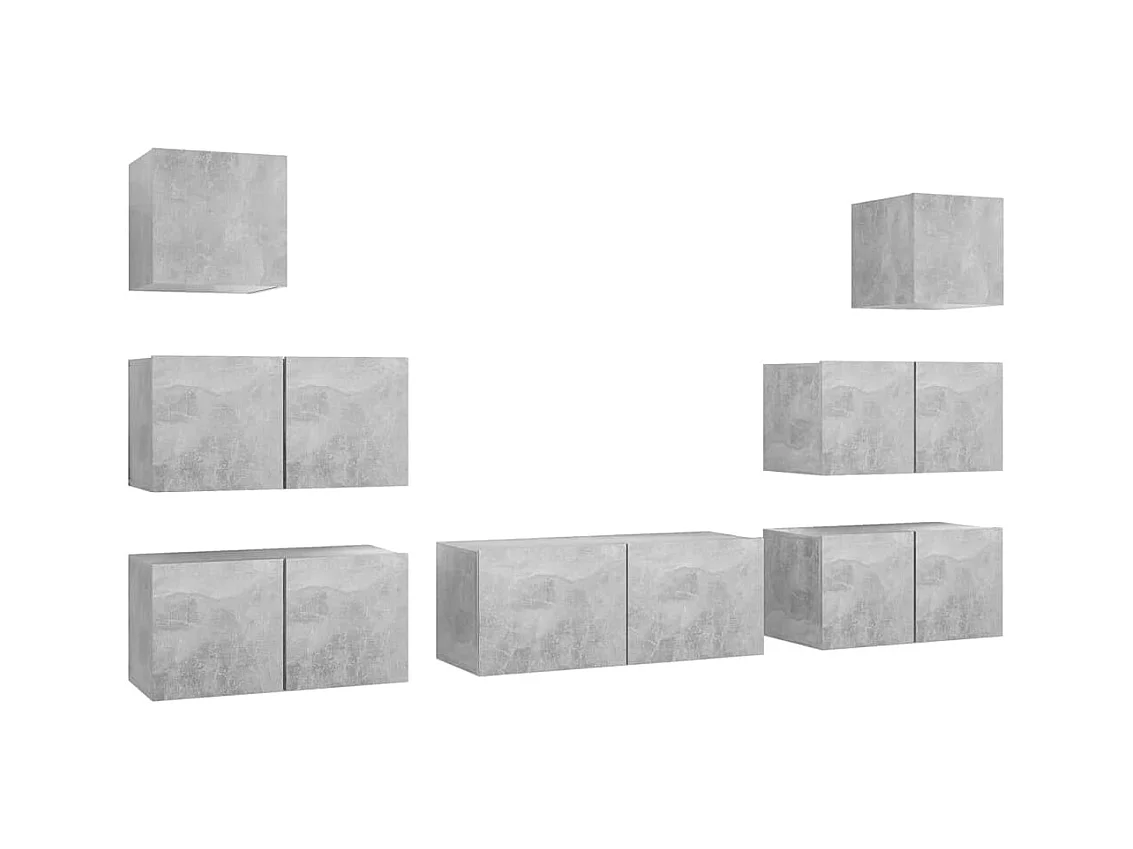 Vinton  Ensemble de meubles TV 7 pcs Gris béton Bois d'ingénierie