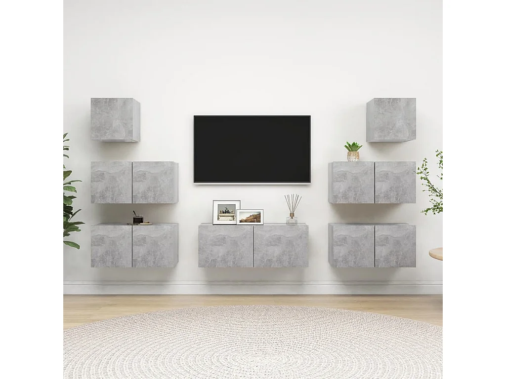Vinton  Ensemble de meubles TV 7 pcs Gris béton Bois d'ingénierie