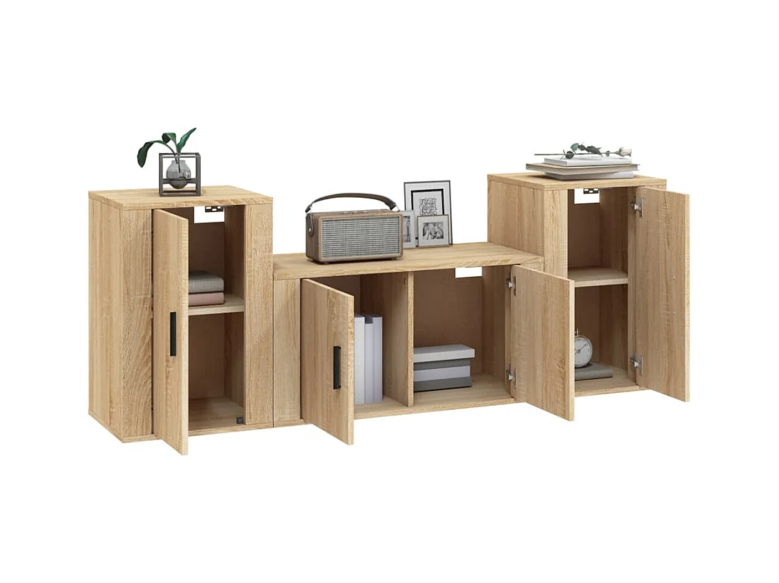Wynna  Set de muebles para TV 3 pzas madera contrachapada roble sonoma