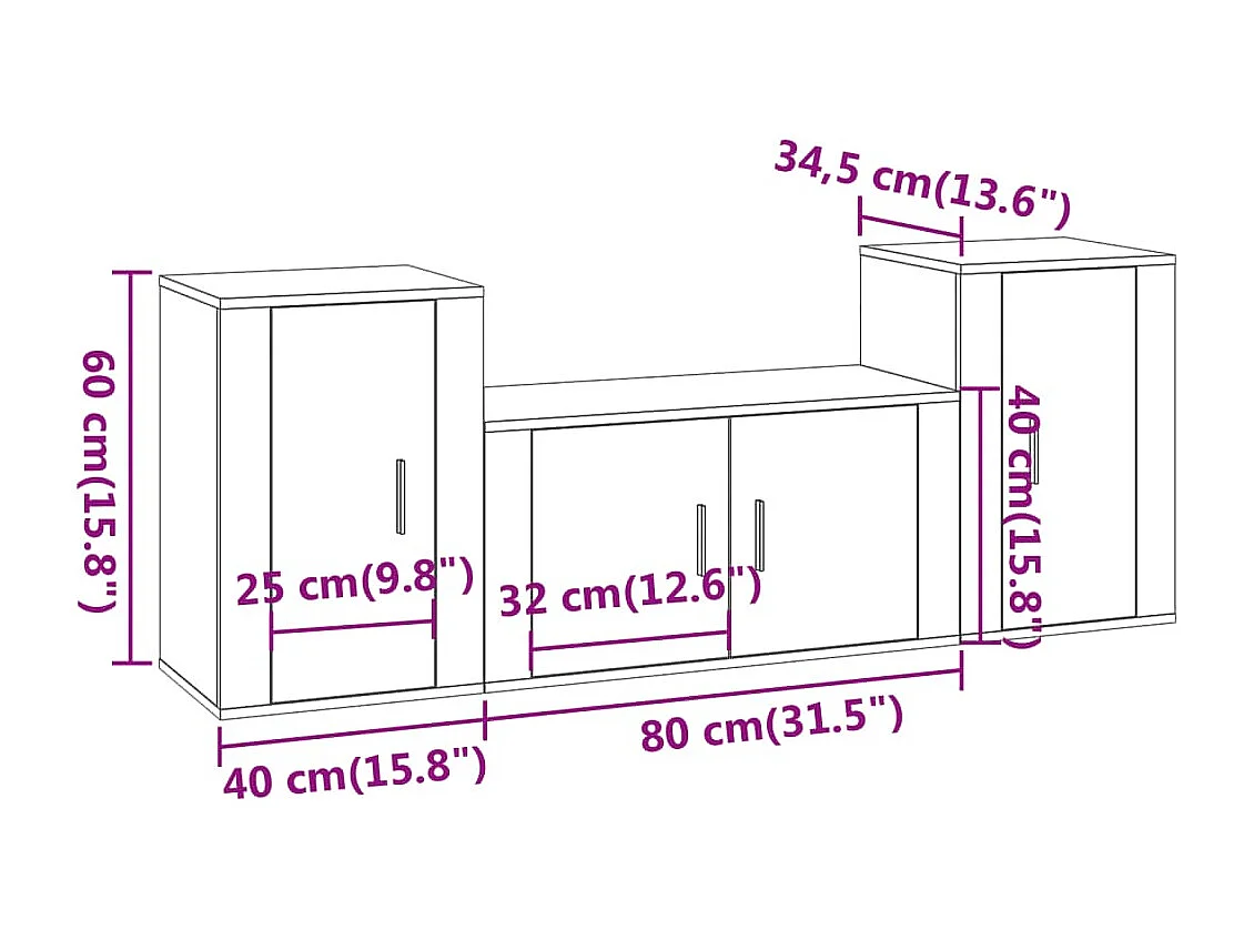 Wynna  Ensemble de meubles TV 3 pcs Chêne sonoma Bois d'ingénierie