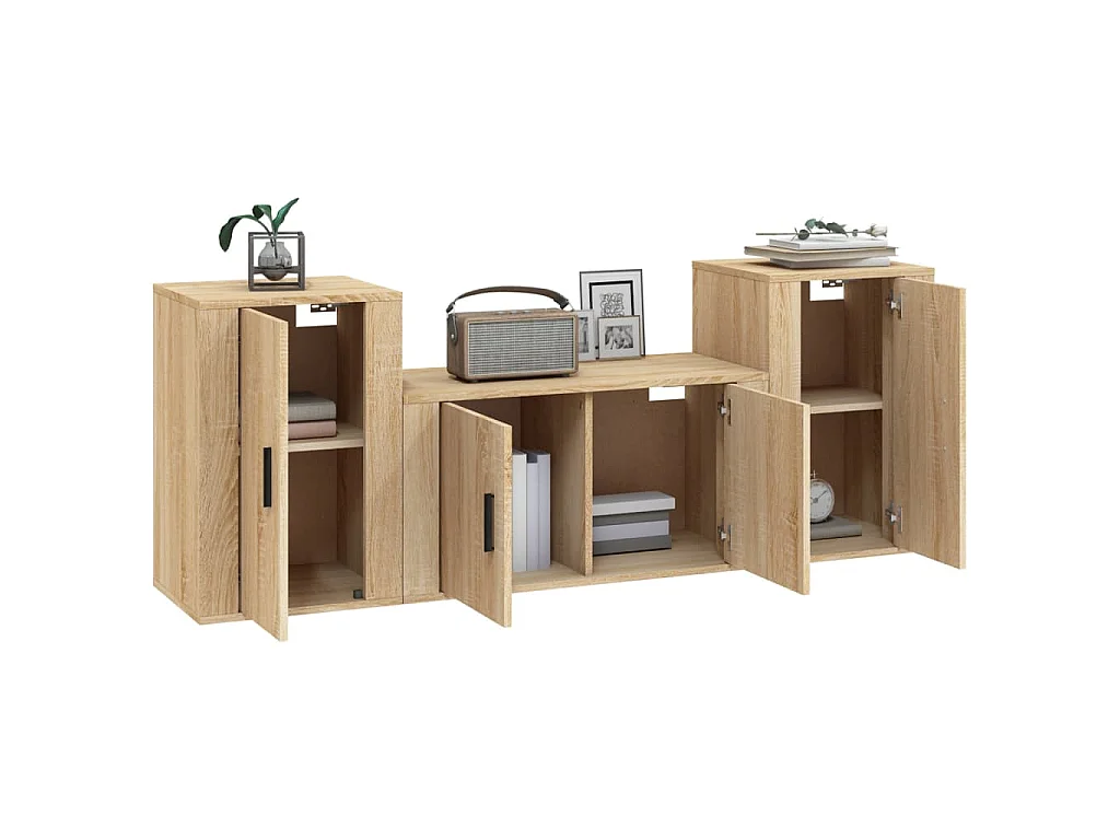Wynna  Set de muebles para TV 3 pzas madera contrachapada roble sonoma