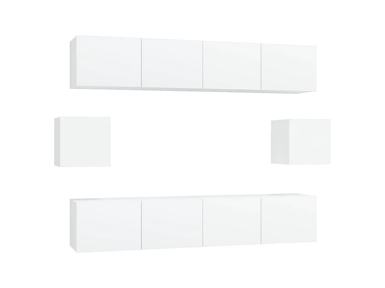 Hollola  Ensemble de meubles TV 6 pcs Blanc Bois d'ingénierie
