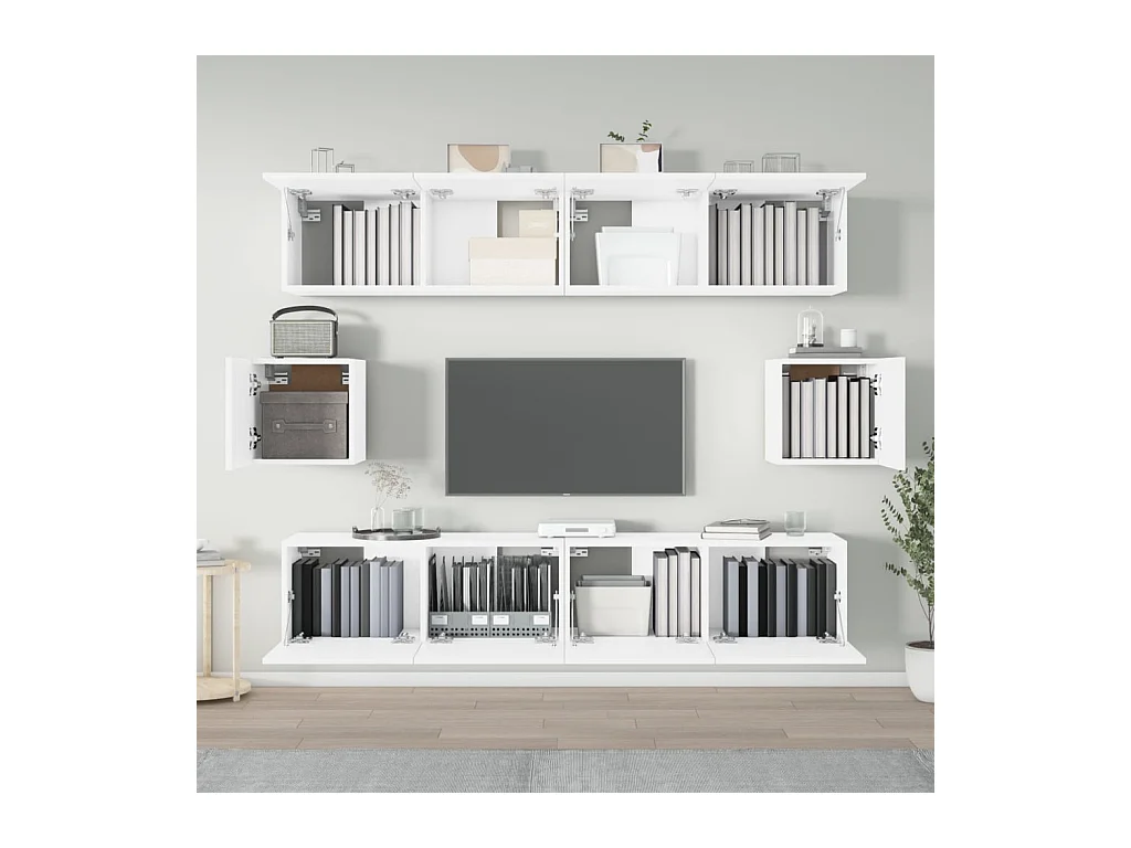 Hollola  Ensemble de meubles TV 6 pcs Blanc Bois d'ingénierie
