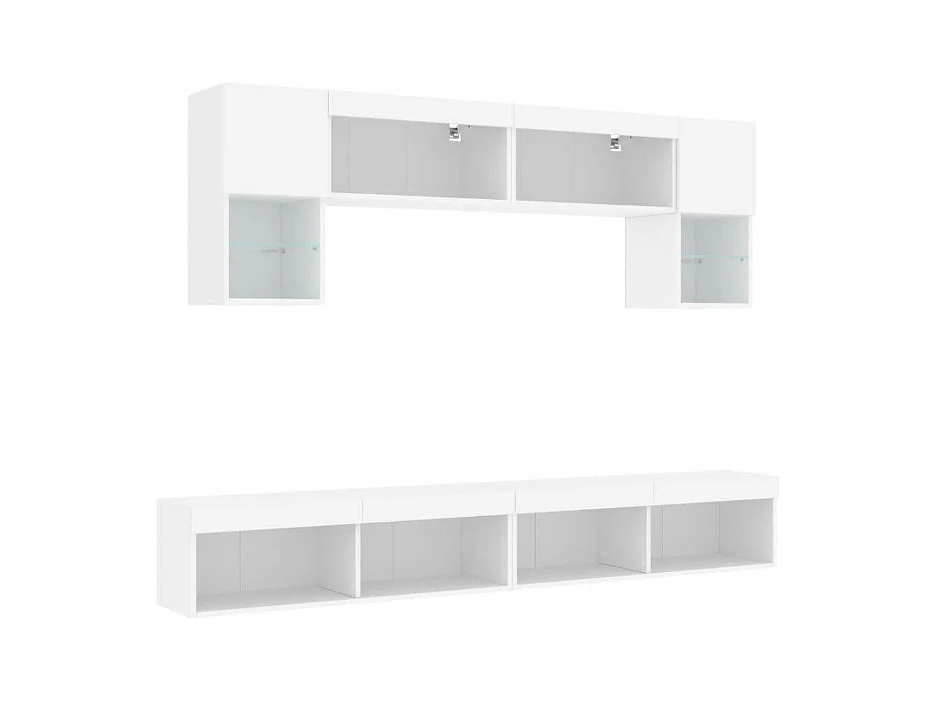 Kasperi  6-delige Tv-wandmeubelset met LED-verlichting bewerkt hout wit