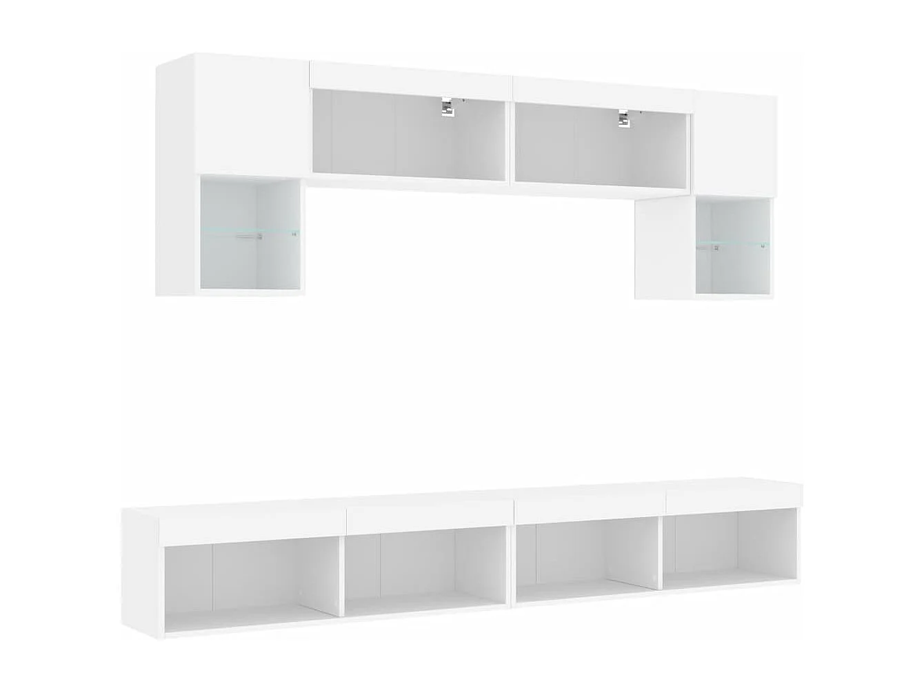 Kasperi  Unités murales TV avec LED 6 pcs blanc bois d'ingénierie