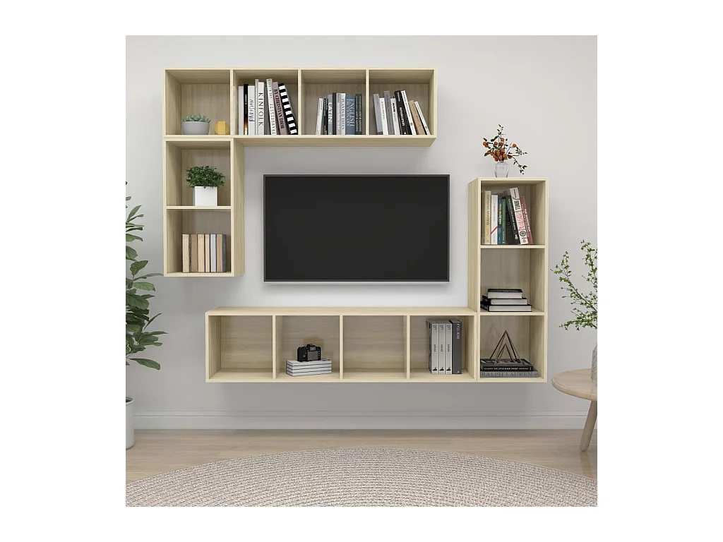 Hoosick Falls  Ensemble de meubles TV 4 pcs Chêne sonoma Bois d'ingénierie