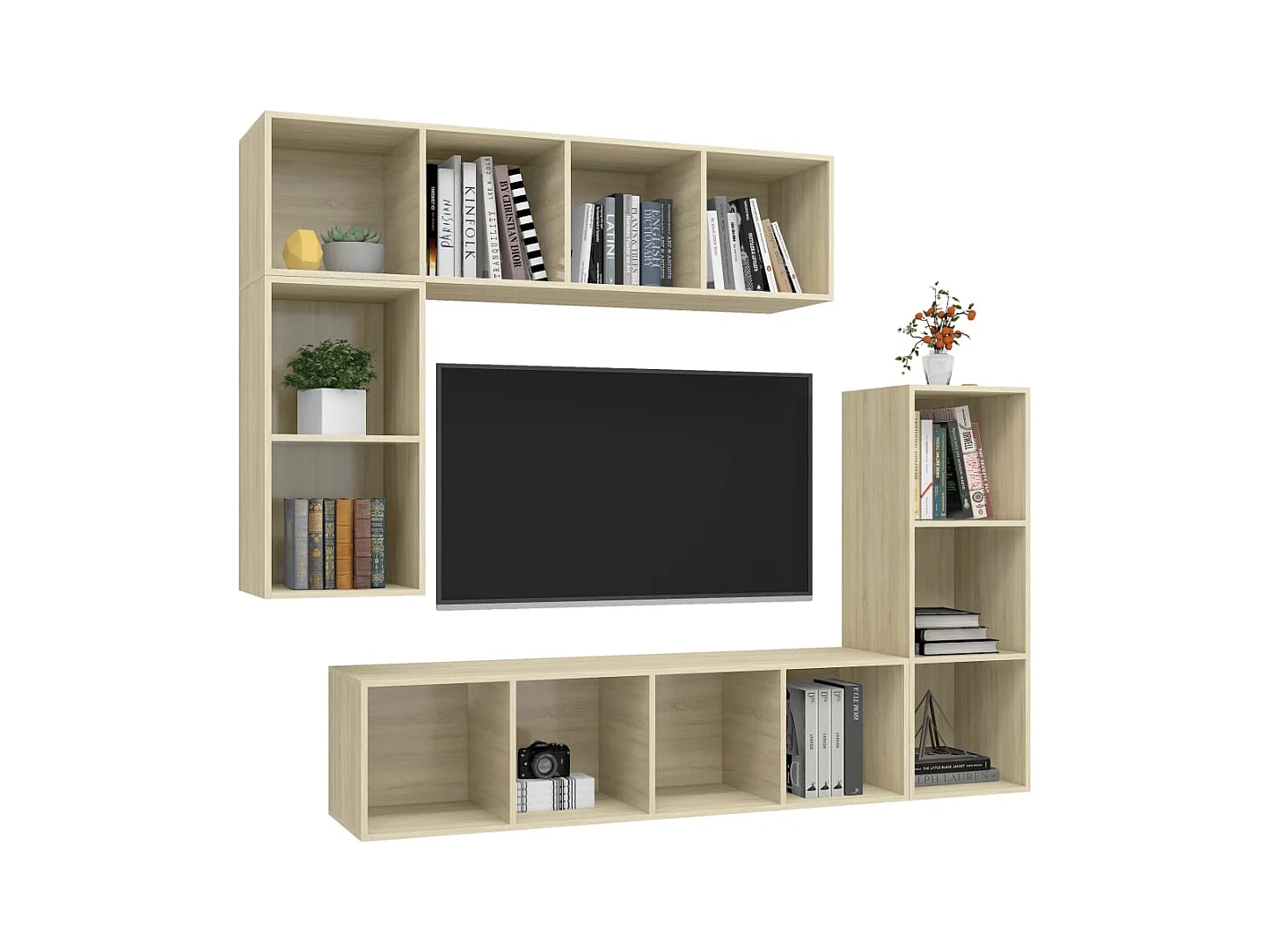 Hoosick Falls  Ensemble de meubles TV 4 pcs Chêne sonoma Bois d'ingénierie