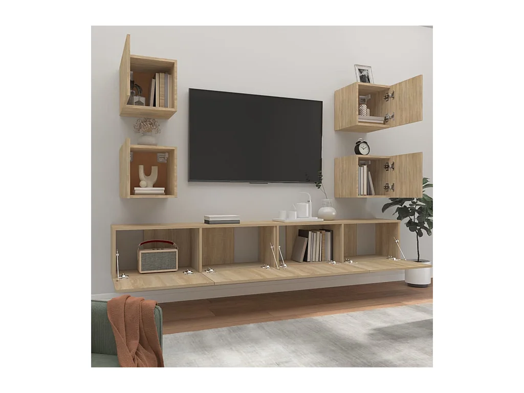 Azra  Set de muebles para TV 6 pzas madera contrachapada roble sonoma