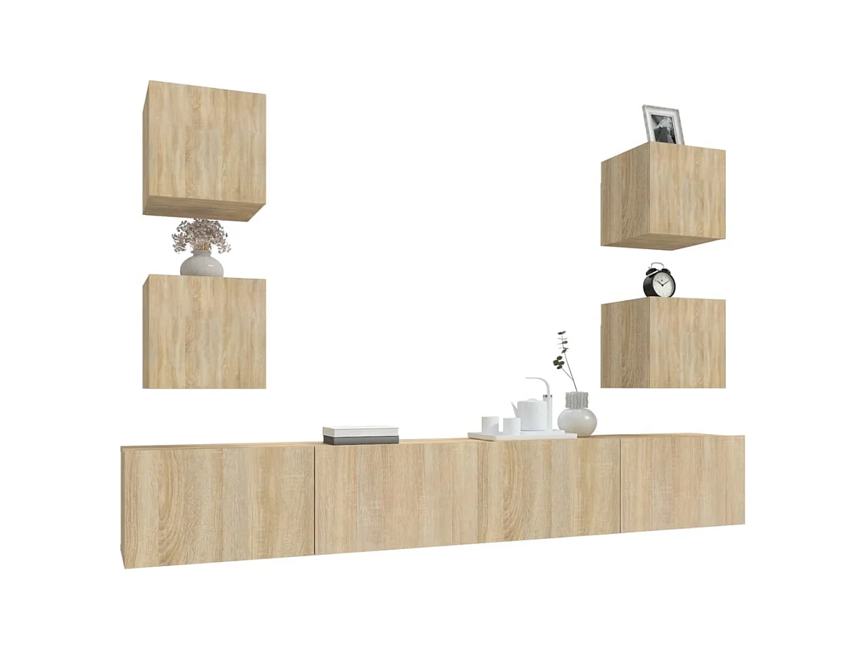 Azra  Set de muebles para TV 6 pzas madera contrachapada roble sonoma