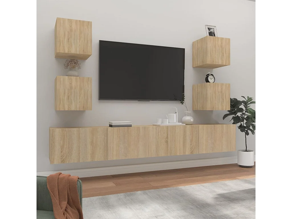 Azra  Ensemble de meubles TV 6 pcs Chêne sonoma Bois d'ingénierie