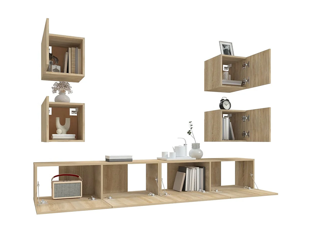 Azra  Ensemble de meubles TV 6 pcs Chêne sonoma Bois d'ingénierie