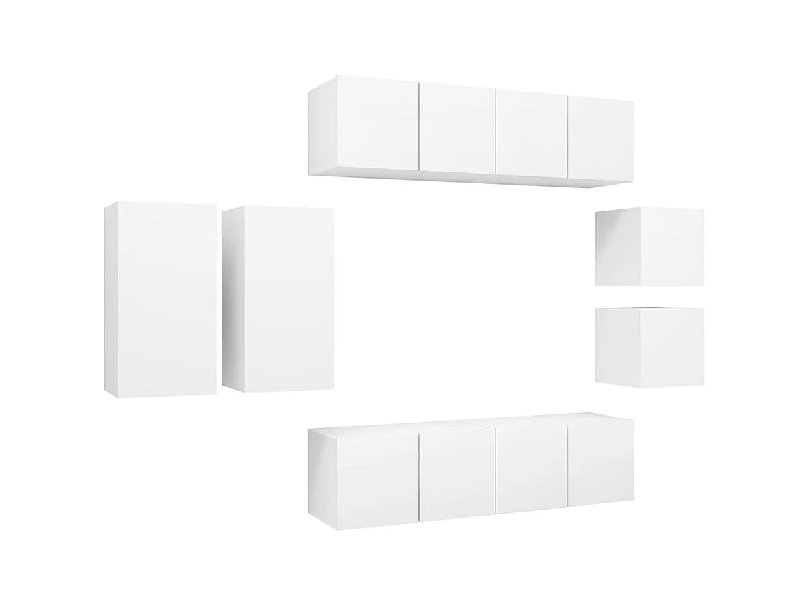 Rebecca  Ensemble de meubles TV 8 pcs Blanc Bois d'ingénierie