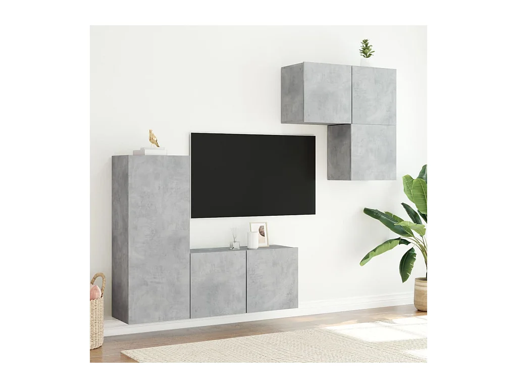 Gabriele Pietro  Unités murales TV 4 pcs gris béton bois d'ingénierie
