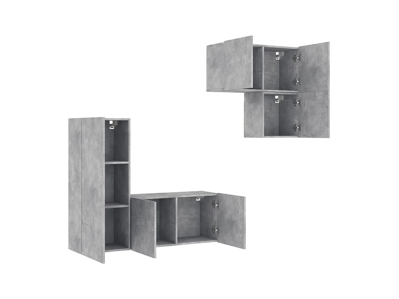 Gabriele Pietro  Unités murales TV 4 pcs gris béton bois d'ingénierie