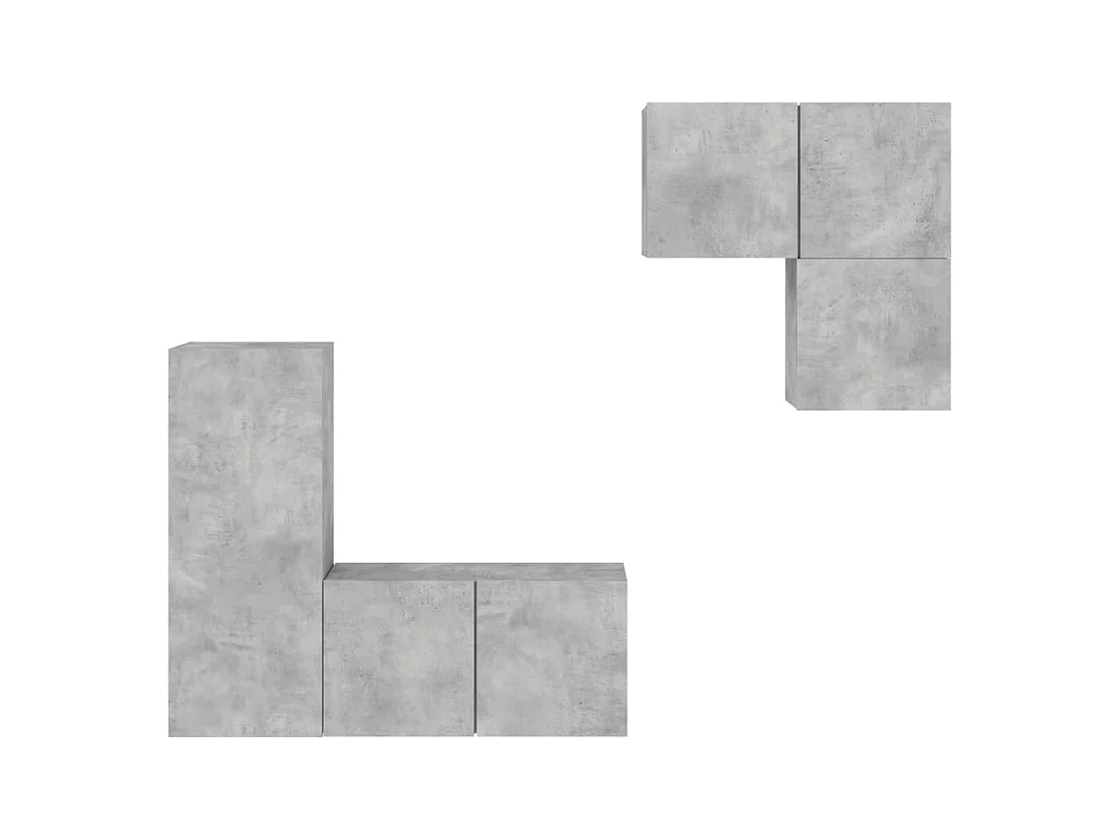 Gabriele Pietro  Unités murales TV 4 pcs gris béton bois d'ingénierie