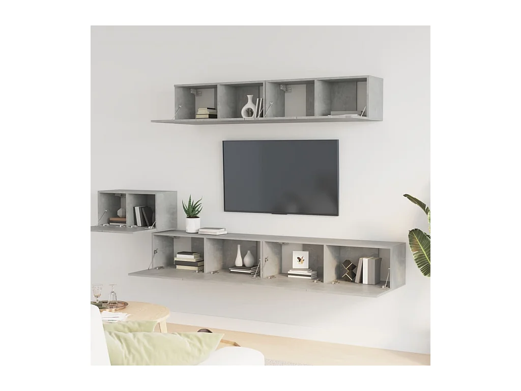 Henriëtte  Ensemble de meubles TV 5 pcs Gris béton Bois d'ingénierie