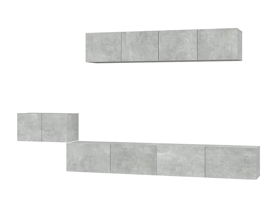 Henriëtte  Set de muebles de TV 5 pzas madera contrachapada gris hormigón