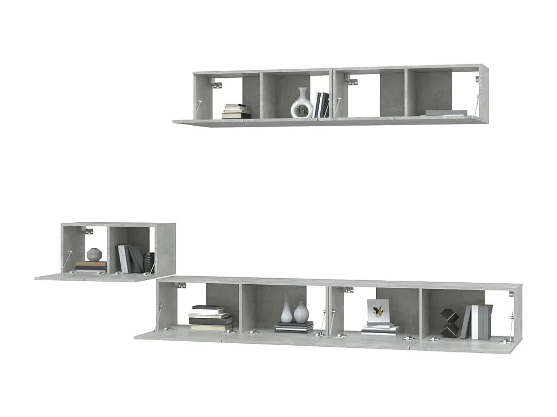 Henriëtte  Set de muebles de TV 5 pzas madera contrachapada gris hormigón
