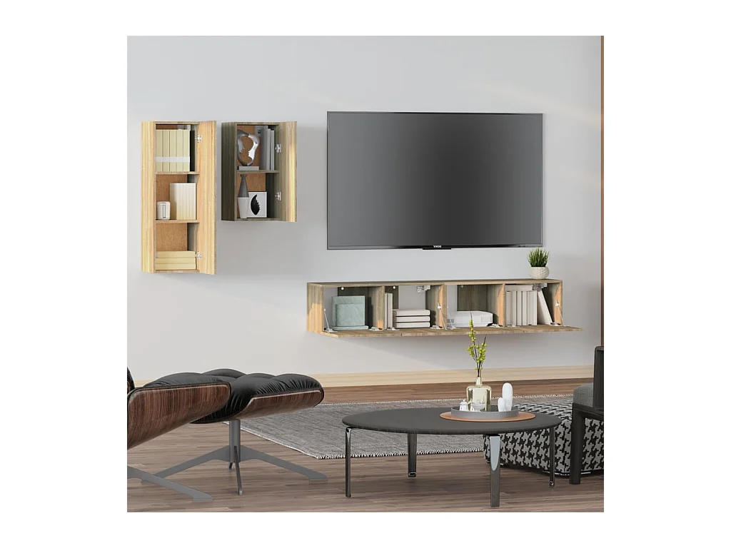 Mylan  Ensemble de meubles TV 4 pcs Chêne sonoma Bois d'ingénierie