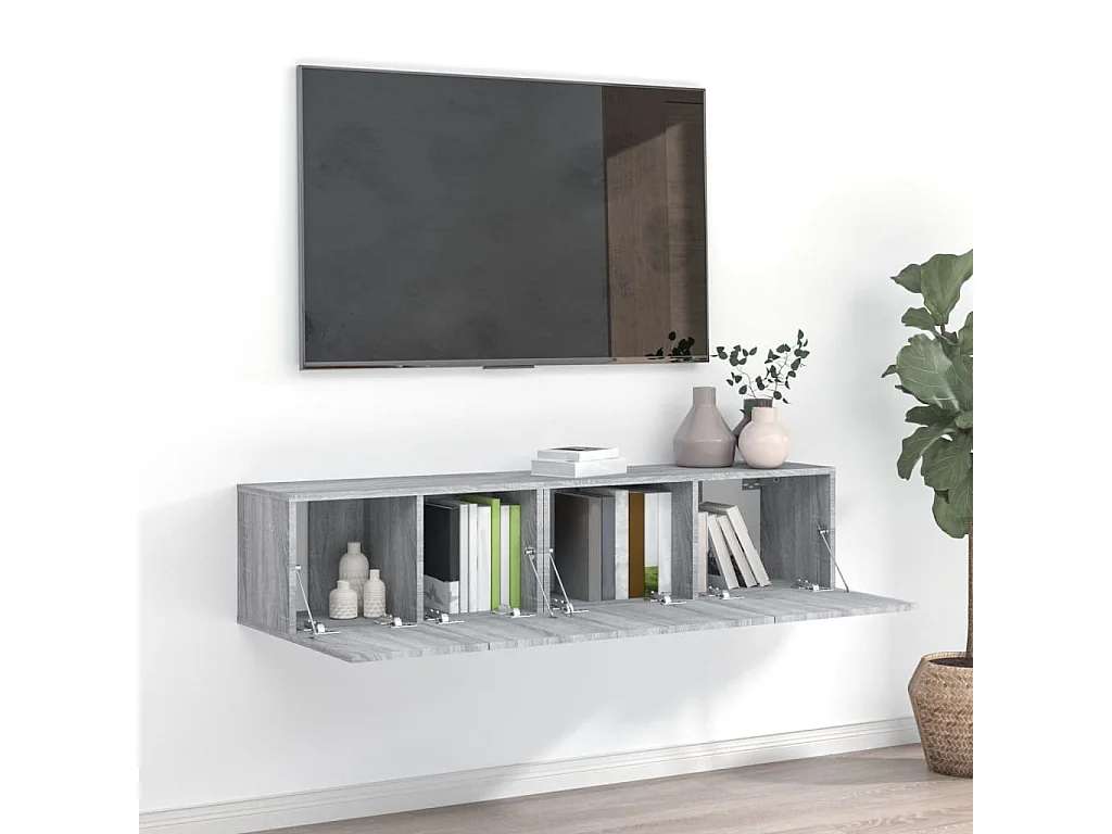 Olivia  Set de muebles para TV 2 pzas madera contrachapada gris Sonoma