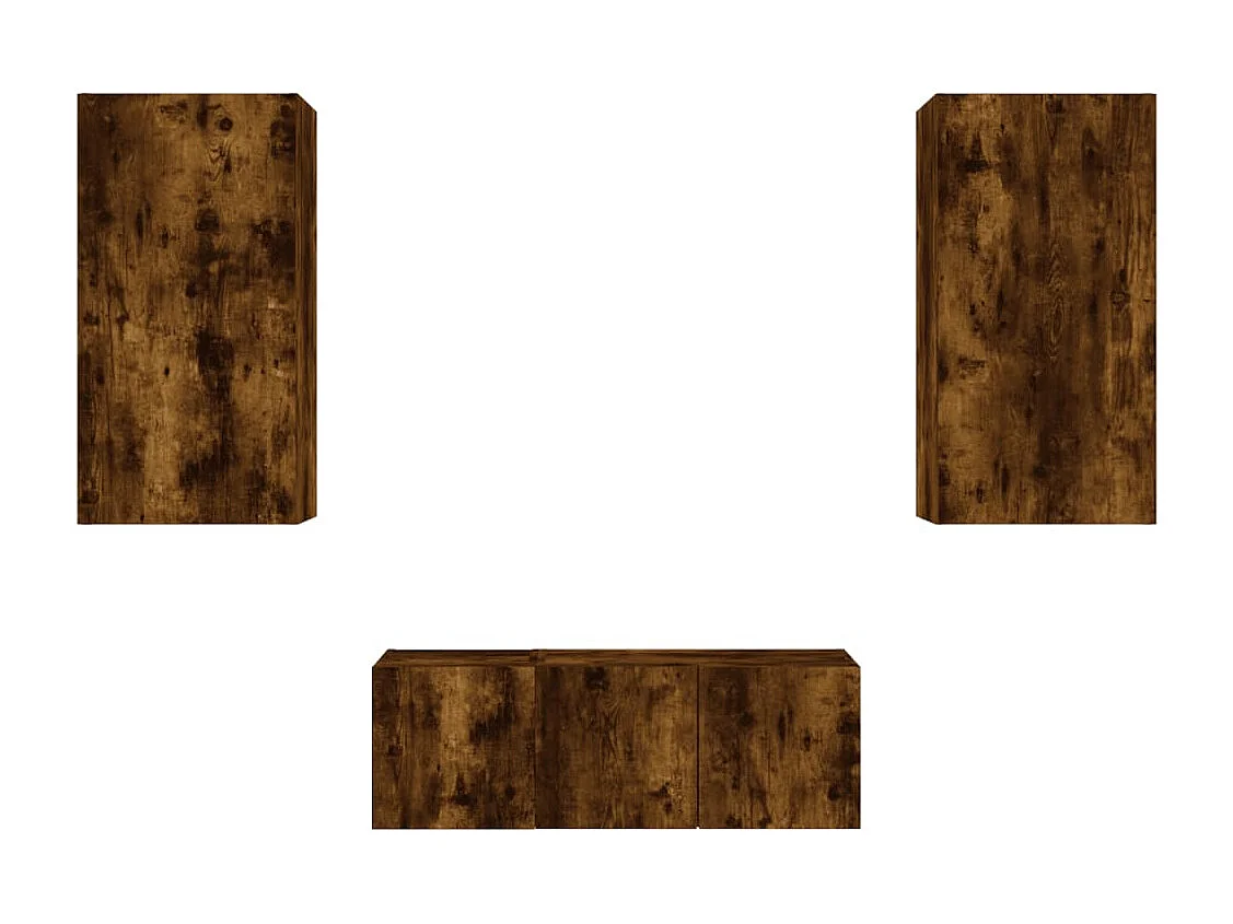 Bjerringbro  Unités murales TV avec LED 4 pcs chêne fumé bois d'ingénierie