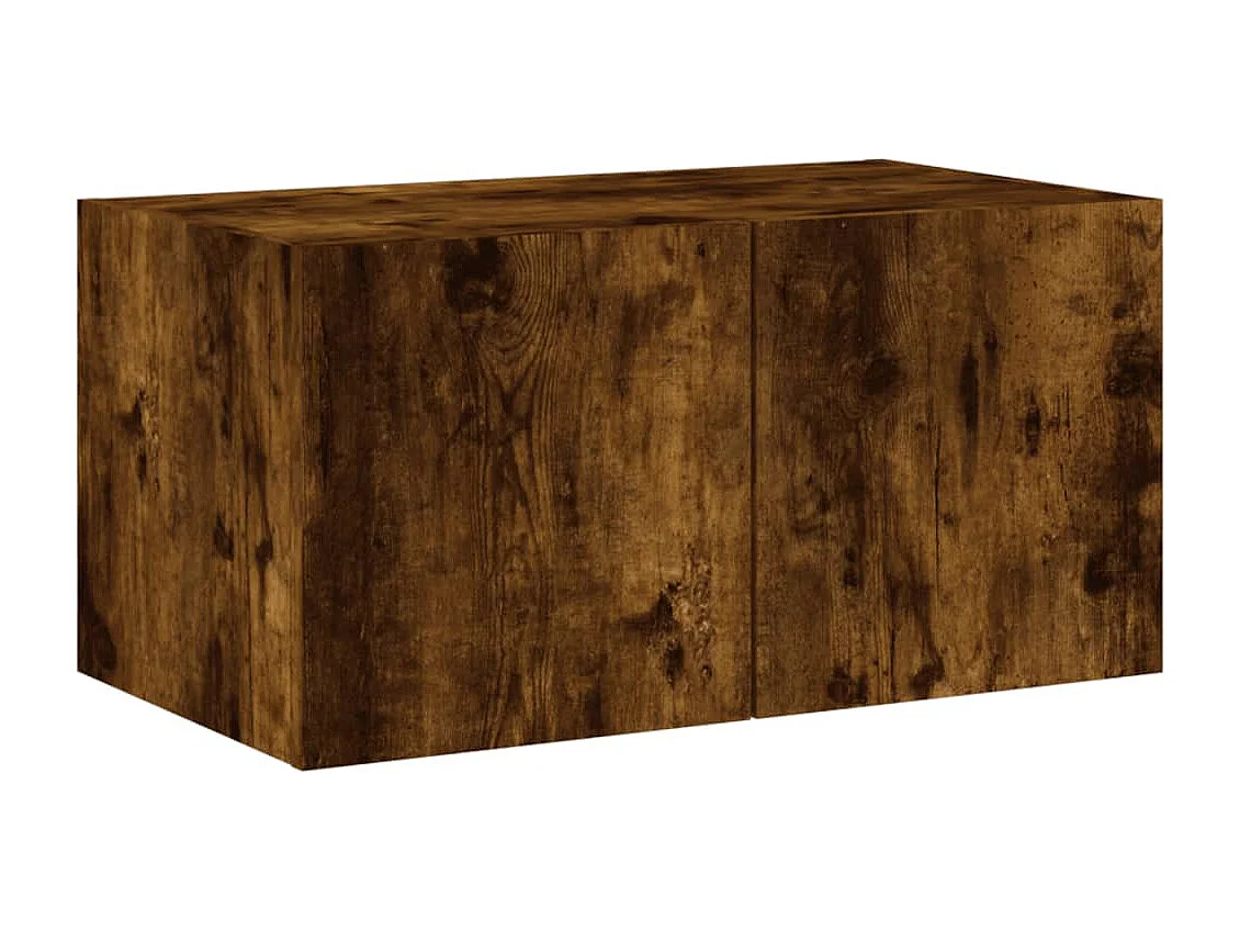 Bjerringbro  Unités murales TV avec LED 4 pcs chêne fumé bois d'ingénierie