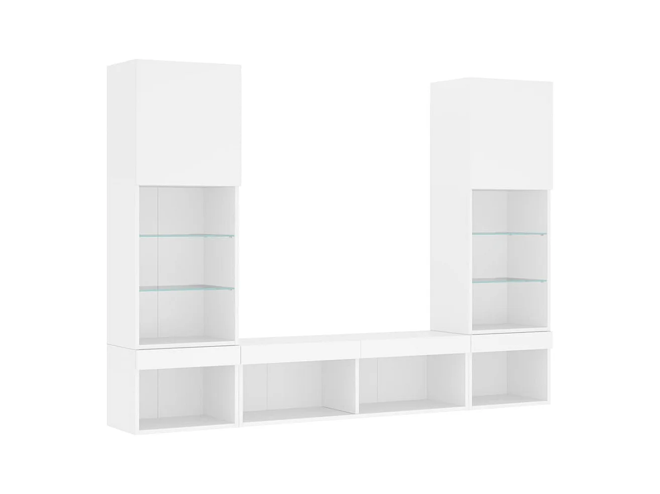 Claire-Anne-Élise  Unités murales TV avec LED 5 pcs blanc bois d'ingénierie