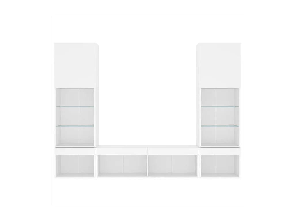 Claire-Anne-Élise  Unités murales TV avec LED 5 pcs blanc bois d'ingénierie