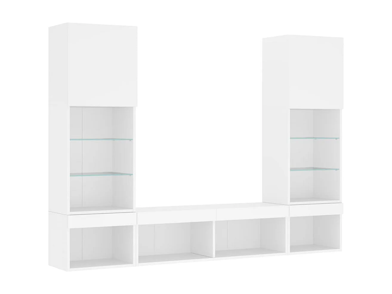 Claire-Anne-Élise  Unités murales TV avec LED 5 pcs blanc bois d'ingénierie