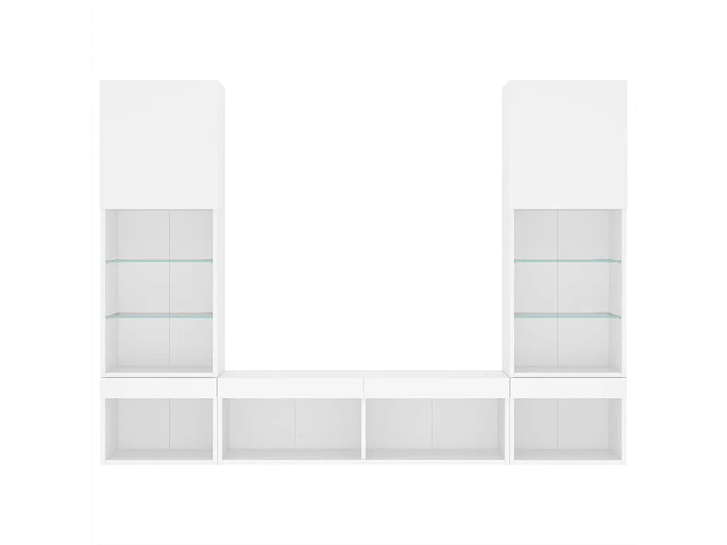 Claire-Anne-Élise  Unités murales TV avec LED 5 pcs blanc bois d'ingénierie