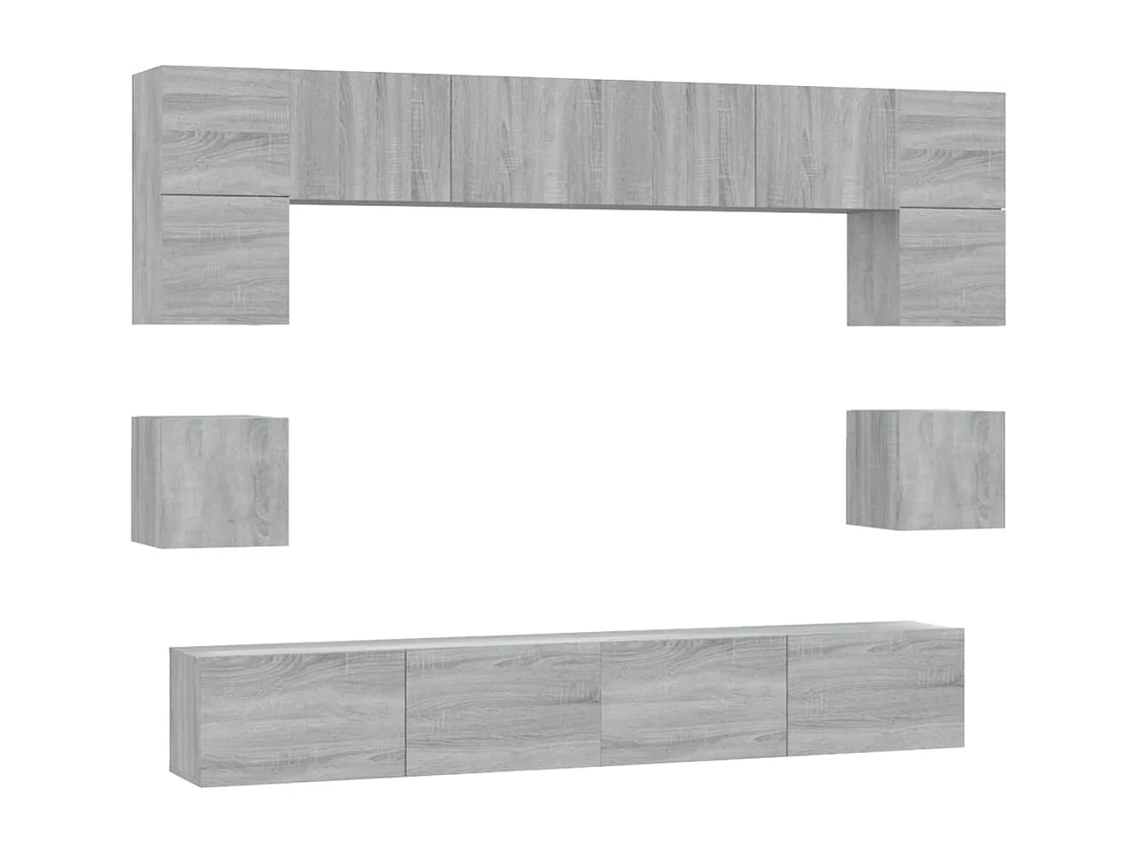 Doolin  Set de muebles para TV 8 pzas madera contrachapada gris Sonoma