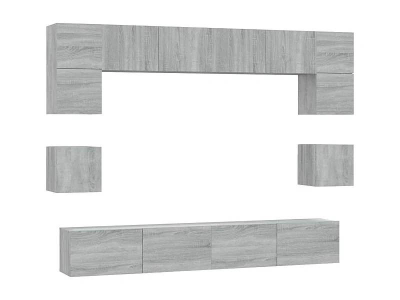 Doolin  Set de muebles para TV 8 pzas madera contrachapada gris Sonoma